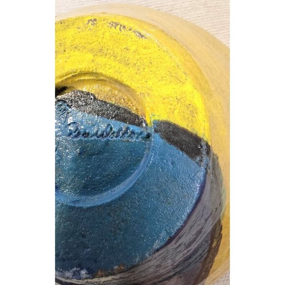 Handcrafted Native American Ceramic Bowl With Sun & Waves  10"W x 4" Tall - Picture 7 of 10